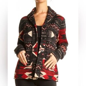 LRL Ralph Lauren Southwestern Aztec Print Cotton Blend Cardigan Sweater Jacket